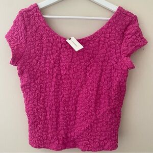 Anthropologie Scooped Neck Popcorn Tshirt Pink